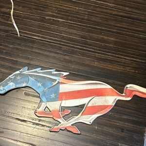 Rustic Red and White Mustang Wall Art